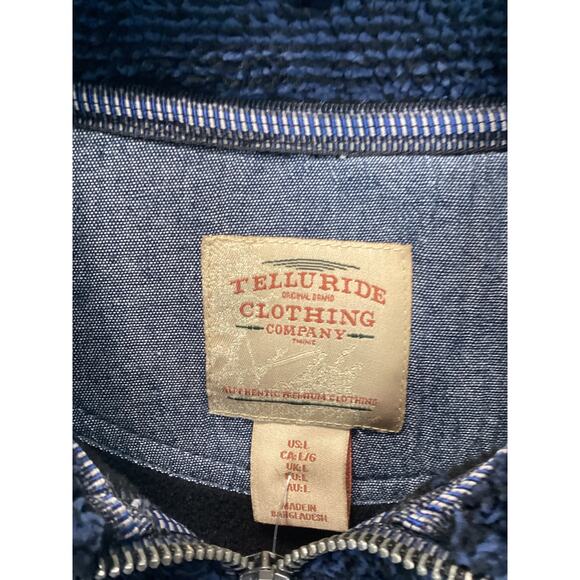 TELLURIDE CLOTHING MENS SOFT BLUE PULL OVER QUARTER ZIP SWEATER SIZE LARGE - Picture 2 of 5